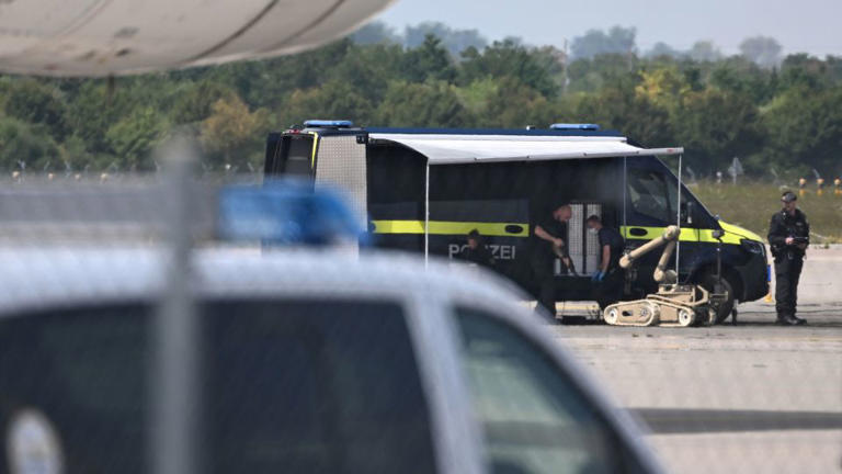 Flying object hits plane at German airport…