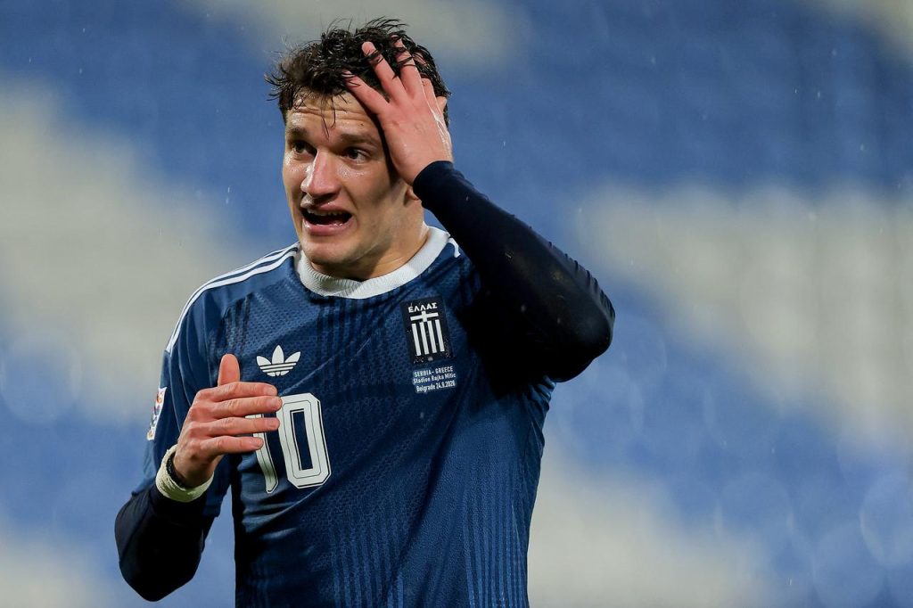 Arsenal suffer fresh injury scare as Christos Tzolis forced off for Greece