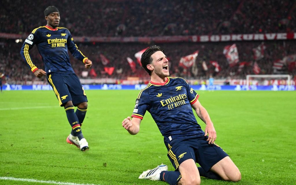 Declan Rice strikes late as Arsenal rescue 2-2 draw against Bayern in Munich