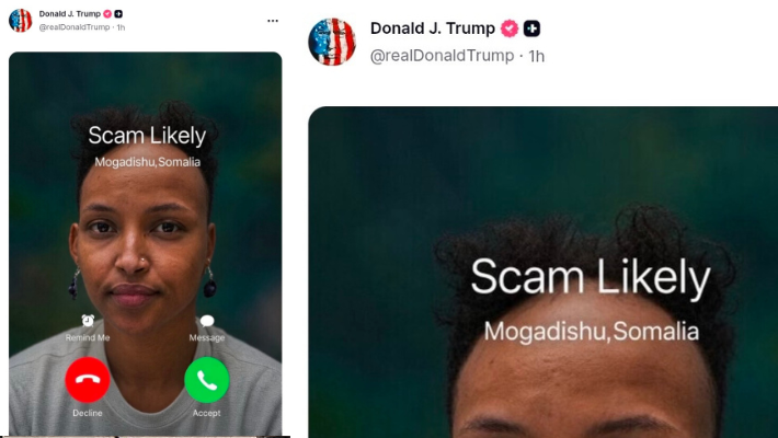 “Scam likely from Mogadishu” –  Trump’s meme jab at Ilhan Omar