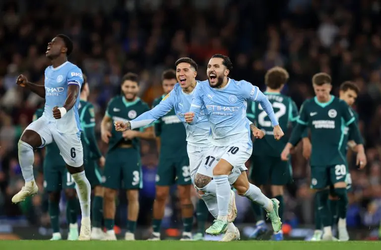 Man City eliminate Brighton on penalties after Etihad thriller